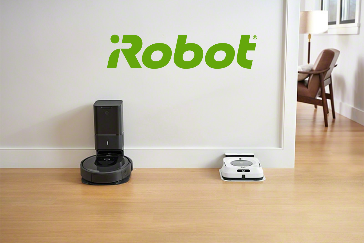 iRobot Roomba i7+ and Braava Jet M6 with iRobot logo